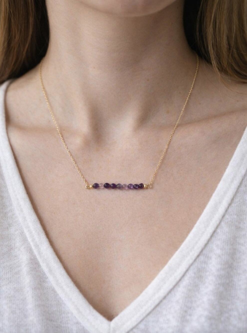 14k Gold Dipped February Amethyst Necklace New